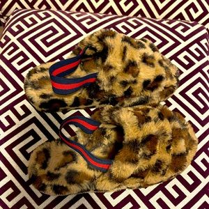 Soft , open toe cheetah slippers